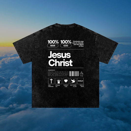 Jesus Christ Ingredients | AbbaFit Premium Snow-Wash Oversized Tee