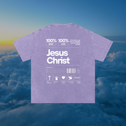 Jesus Christ Ingredients | AbbaFit Premium Snow-Wash Oversized Tee