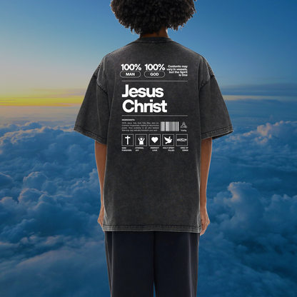 Jesus Christ Ingredients | AbbaFit Premium Snow-Wash Oversized Tee