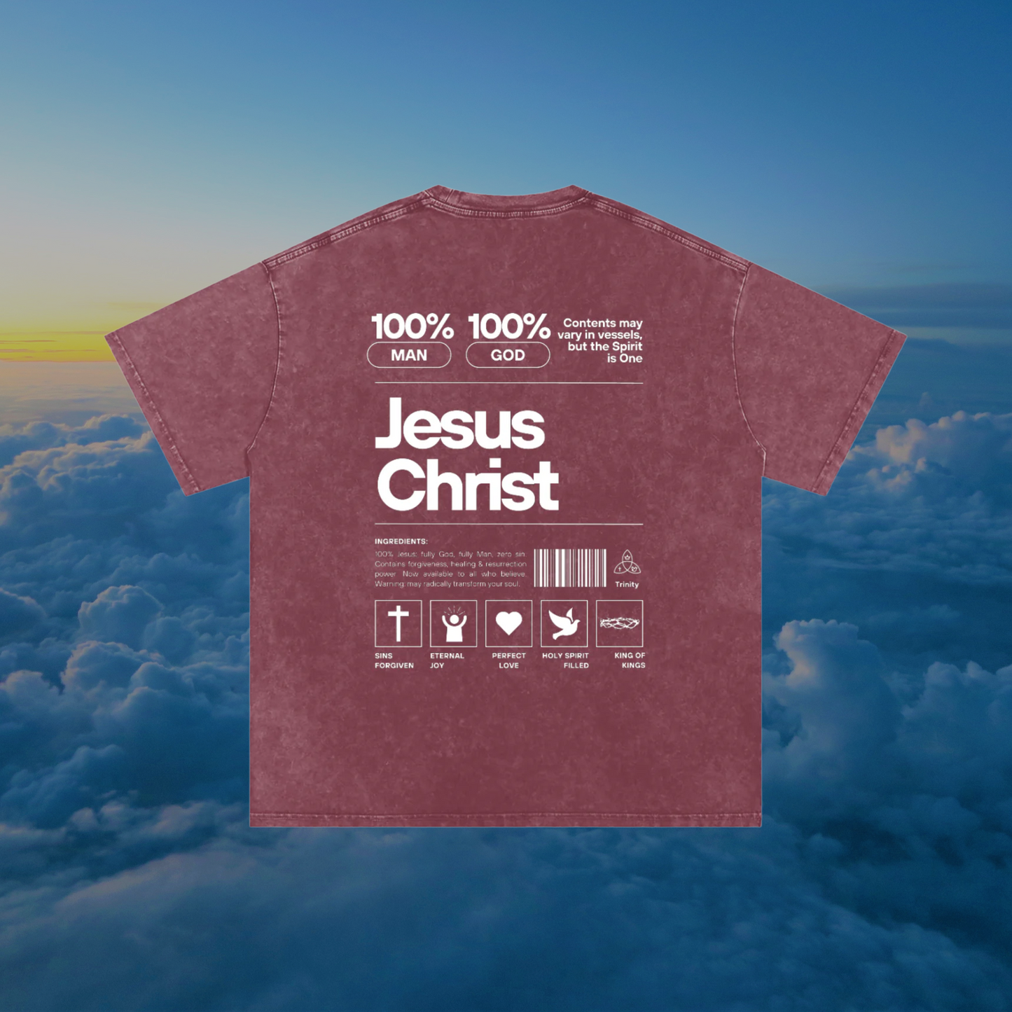 Jesus Christ Ingredients | AbbaFit Premium Snow-Wash Oversized Tee